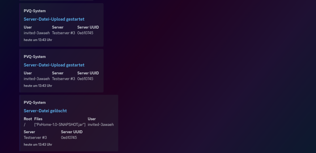 Discord Webhook Aktivitäten