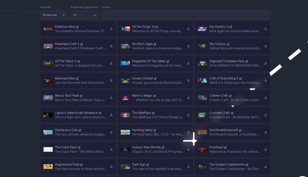 Modpack Manager Interface