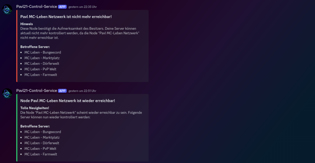 Service Bot Benachrichtigungen